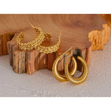 Metal Temperament Golden Hoop Earrings Stainless Steel PVD Plated
