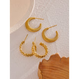 Metal Temperament Golden Hoop Earrings Stainless Steel PVD Plated