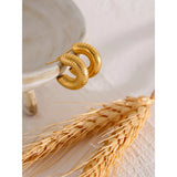 Chunky Stainless Steel Charm Hoop Earrings 18K Plated Gift
