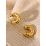 Chunky Stainless Steel Charm Hoop Earrings 18K Plated Gift