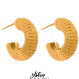 Chunky Stainless Steel Charm Hoop Earrings 18K Plated Gift