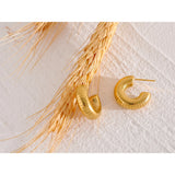 Chunky Stainless Steel Charm Hoop Earrings 18K Plated Gift