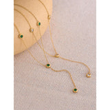 Minimalist CZ Thin Chain Bib Necklace Stainless Steel