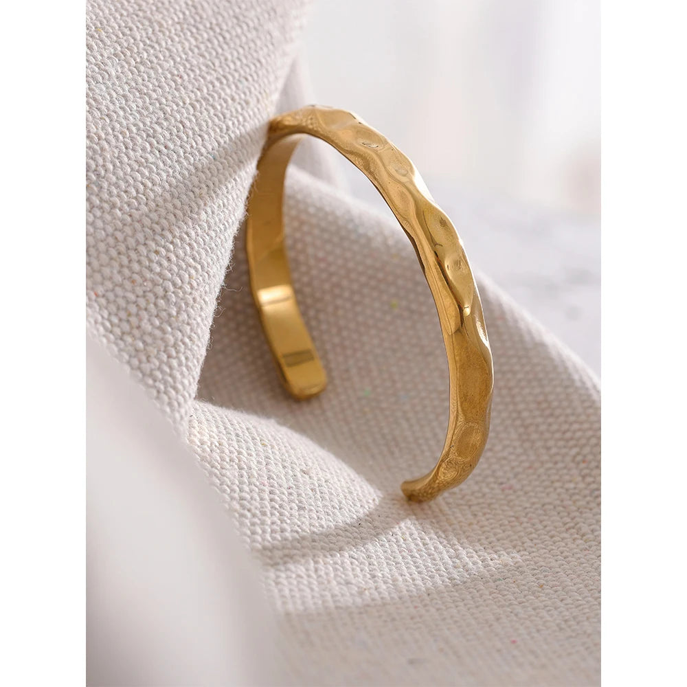 Minimalist Tarnish Stainless Steel Bangle Bracelet