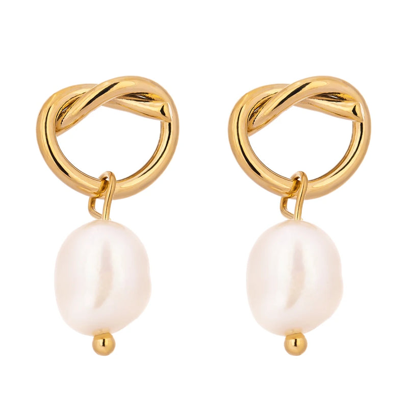Minimalist Natural Pearls Dangle Earrings Stylish Jewelry Gift