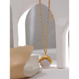 Baroque Pearls Pendant Necklace Stainless Steel Fish Tail Collar Necklace