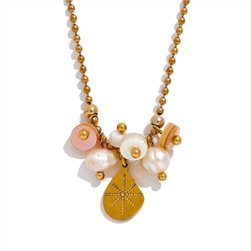 Freshwater Pearl Shell Pendant Necklace Stylish Jewelry for Women