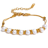 Freshwater Pearls Bead Chain Stainless Steel Waterproof Bracelet