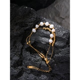 Freshwater Pearls Bead Chain Stainless Steel Waterproof Bracelet