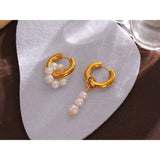 Pearl Asymmetry Dangle Earrings Stainless Steel Geometric Accessories