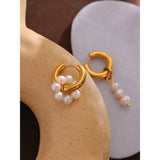 Pearl Asymmetry Dangle Earrings Stainless Steel Geometric Accessories