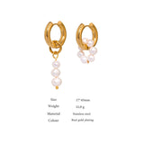 Pearl Asymmetry Dangle Earrings Stainless Steel Geometric Accessories