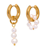 Pearl Asymmetry Dangle Earrings Stainless Steel Geometric Accessories