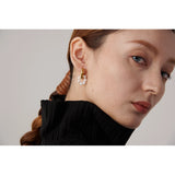 Pearl Asymmetry Dangle Earrings Stainless Steel Geometric Accessories