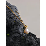 Pearl Metal Ball Pendant Necklace Stainless Steel