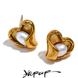 Natural Pearl Heart Stud Earrings Romantic Jewelry