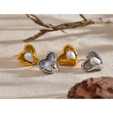 Natural Pearl Heart Stud Earrings Romantic Jewelry