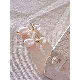 Natural Pearls Daily Drop Earrings Stainless Steel Stylish Charm Jewelry