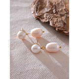 Natural Pearls Daily Drop Earrings Stainless Steel Stylish Charm Jewelry