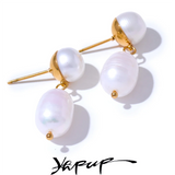 Natural Pearls Daily Drop Earrings Stainless Steel Stylish Charm Jewelry