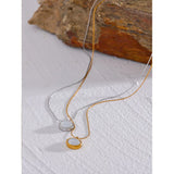Shell Oval Pendant Stainless Steel Necklace 18K PVD Plated Charm Jewelry Gift