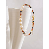 Pearl Bead Chain Bling Bracelet Bangle Stainless Steel