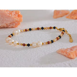 Pearl Bead Chain Bling Bracelet Bangle Stainless Steel