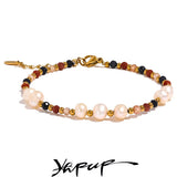 Pearl Bead Chain Bling Bracelet Bangle Stainless Steel