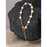 Stone Freshwater Pearls Charm Bracelet Bangle for Women Gift