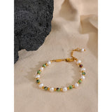 Stone Freshwater Pearls Charm Bracelet Bangle for Women Gift