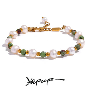 Stone Freshwater Pearls Charm Bracelet Bangle for Women Gift