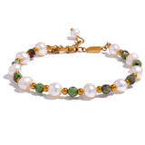Stone Freshwater Pearls Charm Bracelet Bangle for Women Gift