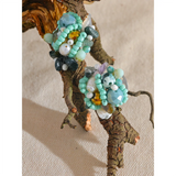 Bohemian Stud Earrings with Natural Stone Pearl Resin Crystal Beads