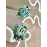 Bohemian Stud Earrings with Natural Stone Pearl Resin Crystal Beads