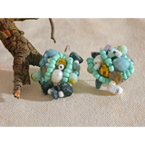 Bohemian Stud Earrings with Natural Stone Pearl Resin Crystal Beads