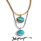 Stone Pendant Necklace Amazonite Silver Stainless Steel Jewelry