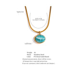 Stone Pendant Necklace Amazonite Silver Stainless Steel Jewelry