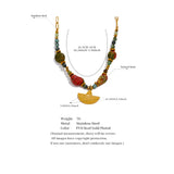 Green Stone Beads Pendant Necklace Stainless Steel Jewelry