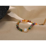 Tourmaline Stone Pearl Bead Bracelet for Women Mother Gift