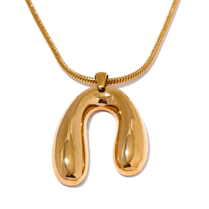 18K PVD Plated Stainless Steel Necklace Pendant Stylish Sleek Metal Collar