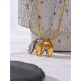 18K PVD Plated Stainless Steel Necklace Pendant Stylish Sleek Metal Collar
