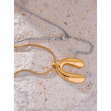 18K PVD Plated Stainless Steel Necklace Pendant Stylish Sleek Metal Collar