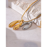 18K PVD Plated Stainless Steel Necklace Pendant Stylish Sleek Metal Collar
