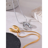 18K PVD Plated Stainless Steel Necklace Pendant Stylish Sleek Metal Collar