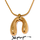 18K PVD Plated Stainless Steel Necklace Pendant Stylish Sleek Metal Collar