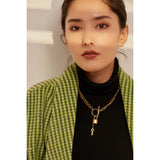316L Stainless Steel Metal Lock Pendant Necklace 18K Plated Chain Gala
