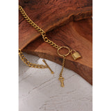 316L Stainless Steel Metal Lock Pendant Necklace 18K Plated Chain Gala