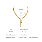 316L Stainless Steel Metal Lock Pendant Necklace 18K Plated Chain Gala