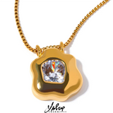 CZ Pendant Stainless Steel Necklace Stylish Jewelry