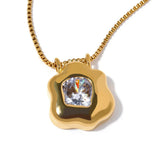 CZ Pendant Stainless Steel Necklace Stylish Jewelry